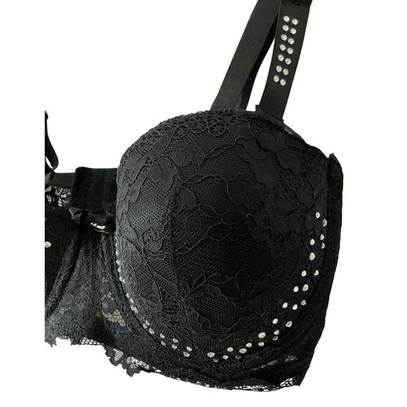 New Pure Beauty Size 38 C  Bra Rene Rofe Underwire Black Lace - Picture 3 of 6